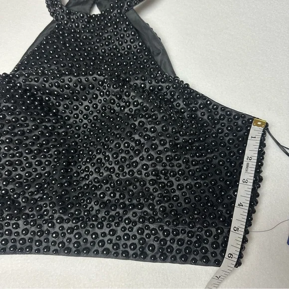 NWT Black Full Length Satin Beaded Two-Piece Formal Gown - Picture 14 of 16